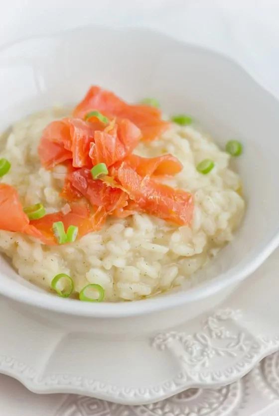 Champagner Risotto mit Räucherlachs