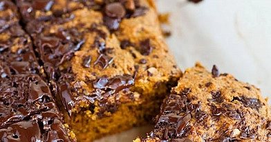 Pumpkin Peanut Butter Blondies - Kürbis-Erdnusscreme-Kuchen